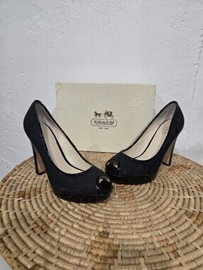 Coach Breana Monogram Peep Toe Heels